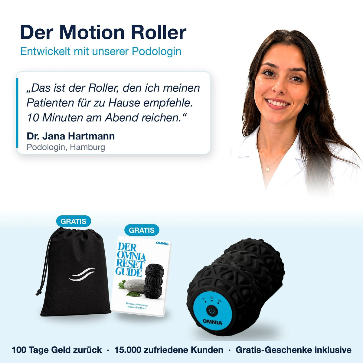 OMNIA Motion Roller mit Gratis-Geschenken, empfohlen von Dr. Jana Hartmann
